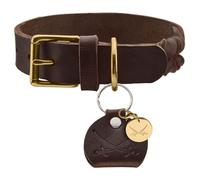 HUNTER Sansibar Solid Dog Collar Leather Heavy Duty Grippy Braided 40 (S) Dark Brown