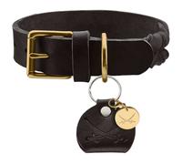 HUNTER SANSIBAR SOLID Leather Dog Collar Heavy Duty Grip Braided 50 (S-M) Black