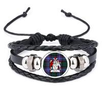 Hunter Scottish Clan Coat Of Arms Crest Black Leather Bracelet and Gift Bag