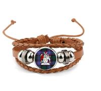 Hunter Scottish Clan Coat Of Arms Crest Brown Leather Bracelet and Gift Bag
