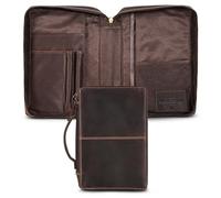 Hunter & Scribe Leather Bible Covers for Men and Women - Top Grain Buffalo Leather - Genuine Leather Bible Cover with Pockets, Zipper, and Bookmark - Bible case - Book Cover - Large Dark Brown