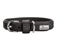 HUNTER SOHO MINI Dog Collar Colour: Black, Cowhide Leather, Soft and Supple, Gentle on Fur, Lightweight, for Small Dogs and Puppies, Made in Germany, Size: 24