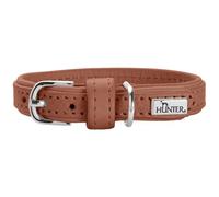 HUNTER SOHO MINI Dog Collar, Colour: Cognac, Cowhide Leather, Soft and Supple, Gentle on Fur, Lightweight, for Small Dogs and Puppies, Made in Germany, Size: 21