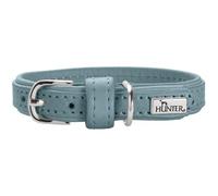 HUNTER SOHO MINI Dog Collar Colour: Light Blue, Cowhide Leather, Soft and Supple, Gentle on Fur, Lightweight, for Small Dogs and Puppies, Made in Germany, Size: 37