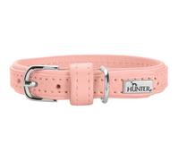 HUNTER SOHO MINI Dog Collar, Colour: Light Pink, Cowhide Leather, Soft & Supple, Gentle on Fur, Lightweight, for Small Dogs and Puppies, Made in Germany, Size: 21