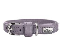 HUNTER SOHO MINI Dog Collar Colour: Lilac Grey Cowhide Leather Soft & Supple, Gentle on Fur, Lightweight, for Small Dogs and Puppies, Made in Germany, Size: 37