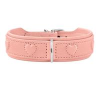 HUNTER Soho X Love Dog Collar | Cowhide leather, supple, padded and gentle on fur, sewn-in hearts, made in Germany, colour: light pink, size: 32