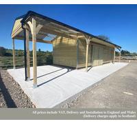 Hunter Stables 12' X 48' (12' X 36' Workshop, 12' Open Cover With Sliding Doors) Gazebo Hot Tub Cover