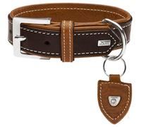 Hunter Tara Leather Dog Collar, Durable, Weather-Resistant, 85 (XXL), Dark Brown/Cognac