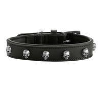HUNTER Tijuana Dog Collar Colour: Black, Cowhide Leather, Soft Lining, Gentle on Fur, Handmade, Decorative Skulls, Robust and Fashionable, Made in Germany, Size: 50