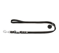 HUNTER Training leash, 20/200 Soft genuine cow leather, black | Leather, 3-way adjustable, key ring, made in Germany, colour: black, size: 20/200