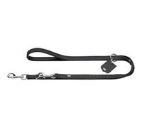 HUNTER Training leash Hella Reflect, 15/200 Artificial leather, reflecting, black