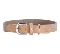 HUNTER Trino Dog Collar Colour: Grey/Natural, Robust Cowhide Leather, Stylish Cotton Strap, Lightweight and Comfortable, Scandi-Boho Design, Made in Germany, Size: 50