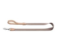 HUNTER Trino Dog Lead Colour: Grey/Natural, Robust Cowhide Leather, Stylish Cotton Strap, with Hand Strap, Scandi-Boho Design, Made in Germany, Size: 30/120