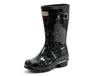 Hunter Unisex Original Kids Giant Glitter Wellington Boots, Black, 4 UK