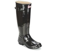 (UK 4) Hunter Wellies Original Gloss Tall Women Black Rubber Boots