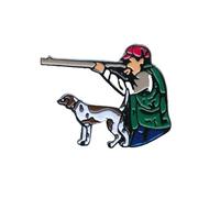 Hunter with Dog and Rifle Hoisting Order Hunting Badge Needle Elegant Pin Badge 0554, ca. 30 x 22 mm, Metal