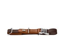 Hunter Wolmar Aluminium Strong Dog Collar, Robust Materials Made of BioThane® and Leather, Lightweight Aluminium Strong Closure, Easy to Clean and Durable, Colour: Chocolate Brown/Cognac, Size: L