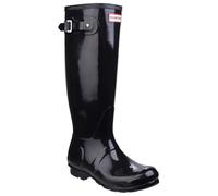 Hunter Womens Black Gloss Original Tall Wellington Boots UK 4