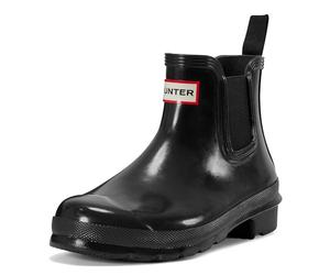 Hunter Women's Chelsea Gloss Boat Shoe, Black, 4 UK