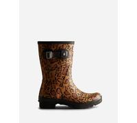 Hunter Womens Original Short Leopard Print Boot - Rich Tan/Saddle/Black