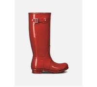 Hunter Womens Original Tall Gloss Patterned Wellingtons - Red - Size UK 4