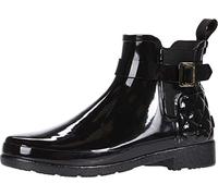 HUNTER Women's Refined Gloss Quilt Chelsea Rain Boot, Black, 3 UK