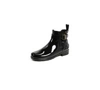 HUNTER Women's Refined Gloss Quilt Chelsea Rain Boot, Black, 6 UK