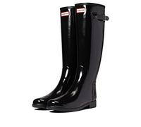 Hunter womens refined tall gloss, Knee High Boot, schwarz,