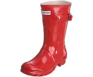 Hunter Women's Short Gloss Pillar Box Red Wellington Boot W23700 4 UK