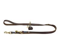 HUNTER Zanzibar Adjustable Dog Lead Colour: Dark Brown Cowhide Leather 3-Way Adjustable Maritime Details Brass-Coloured Fittings Stylish and Robust Made in Germany Size: 20/200