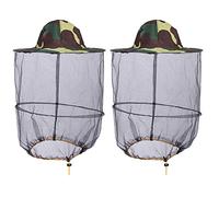 HunterBee 2 pcs bee Keeping Veil hat Beekeeper bee Keepers Hats gnats Insect Bug Mosquito Cap with net Netting for Men Kid, 2pcs Camo, L