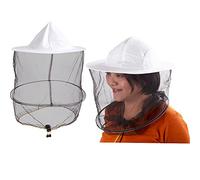 HunterBee 2pc bee Keeping Veil hat Beekeeper bee Keepers Hats gnats Insect Bug Mosquito Cap with net Netting mesh for Men Women Kids Children White