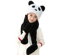 HunterBee 3 In 1 Winter Animal Hat Scarf Mitten Combo Panda Bear Cute Hood Hoodie Hats Plush Animal Beanie