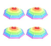 HunterBee 4 Pcs Head Umbrella Hat Camo/colorful Rainbow Rain Cap/funny Fishing Headwear/pool Summer Outdoor Party Halloween/beach Pack Sun