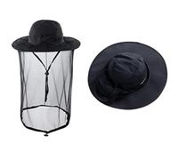HunterBee Mosquito net hat Bug Insect Hats with Netting Beekeeper Beekeeping bee Veil hat Safari Hiking Gardening mesh Cap Hood Black