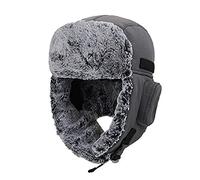 HunterBee Winter Bomber Ushanka Russian Hat Eskimo Fur Hunting Skiing Trapper Trooper Hats with Ear Flaps Men Womens Aviator Warm Snow Ski Dark Gray