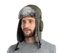 HunterBee Winter Bomber Ushanka Russian Hat Eskimo Fur Hunting Skiing Trapper Trooper Hats with Ear Flaps Men Womens Aviator Warm Snow Ski Army Green