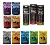 Hunters Beef Snack 12 Pack Combo - 28g Biltong, 28g Jerky, 40g Beef Sticks Droewors, High Protein, low carb, Thin sticks of authentic Droewors, Convenient Snack
