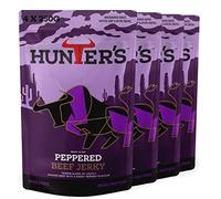 Hunters Peppered Beef Jerky, 1kg Pack of 4 x 250g Lightly Smoked Jerky, High Protein, MSG Free, Tender slices of Beef infused with freshly crushed peppercorns that warm the palate