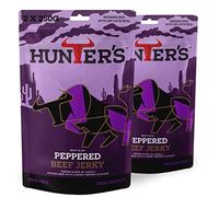 Hunters Peppered Beef Jerky, 500g Pack of 2 x 250g Lightly Smoked Jerky, High Protein, MSG Free, Tender slices of Beef infused with freshly crushed peppercorns that warm the palate