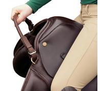 Hunters Saddlery Round Stitched Leather Saddle Grip Strap - Saddle Grip/Grip Strap for Secure Riding Horse 35cm (Brown)