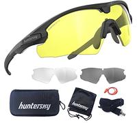 HUNTERSKY HTS Tactical Shooting Goggles for Men Ballistic Glasses 3 Interchangeable Lenses Yellow Smoke Grey and Transparent for Hunting Sports OSHA PSA