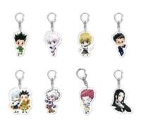 HunterXhunter Keyrings Anime Figure GON·FREECSS Killua Zoldyck Hisoka Acrylic Pendant Keychain Bag Decorative Pendant Anime Cosplay Party Accessories 8Pcs