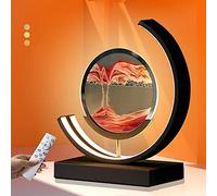 HUNTFF 3D Sand Art Liquid Motion Sands Of Time Lamp, Moving Sand Art Picture 3D Round Sand Picture Lamp 3 Colors Art Light With Stand Relaxing Desktop Home Decor And Office 3.21