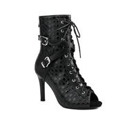 HUNTFF High Heels Women's Ankle Boots Fish Mouth Buckle Stiletto Lace Up Booties Club Party Jazz Dance Shoes 9 CM