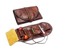 HUNTFF Smoking Pipe Rack,Tobacco Pouch, PU Leather Tobacco Bag Travel Smoking Pipe Bag for 2 Tobacco Pipe and Other Accessories