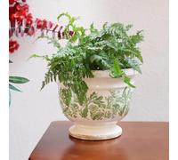 HUNTHAWK Vintage Green Ceramic Ice Crack Flower Pot with Drainage Holes Plant Lover Gift Country Rustic Planters for Indoor and Outdoor, Home Decor,Living Room, Garden Flower Pot