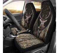 Hunting 3D Elk Camo In The Zipper 2 Pcs Car Seat Cover Breathable Bucket Seats Covers Comfortable Front Seats Cushion Cover Universal Fit Mpv Sedan Truck