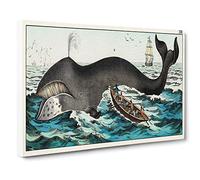 Hunting a Whale Canvas Print | Gallery Wrapped 30mm Frame Wall Art | 30x20 inches | Ready to Hang | Modern Animals Picture | Living Room Bedroom Lounge Office